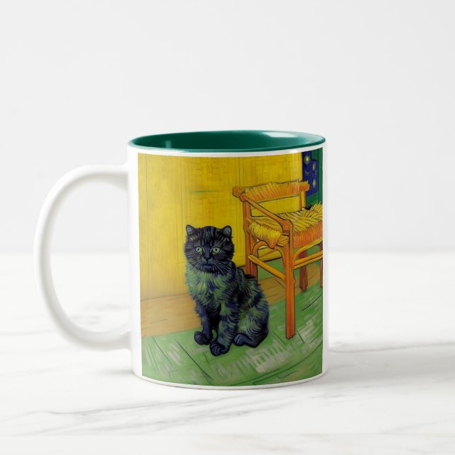 Van Gogh Black Cat Two-Tone Coffee Mug (Left)