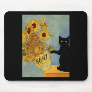 Van Gogh Black Cat With Sunflowers 8647 Subtle Res Mouse Pad
