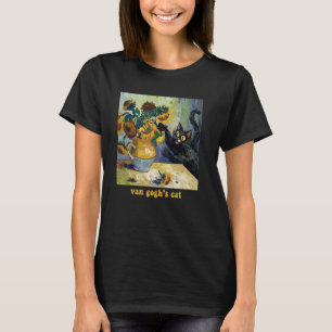 Van Gogh Black Cat With Sunflowers Artist Fan T-Shirt