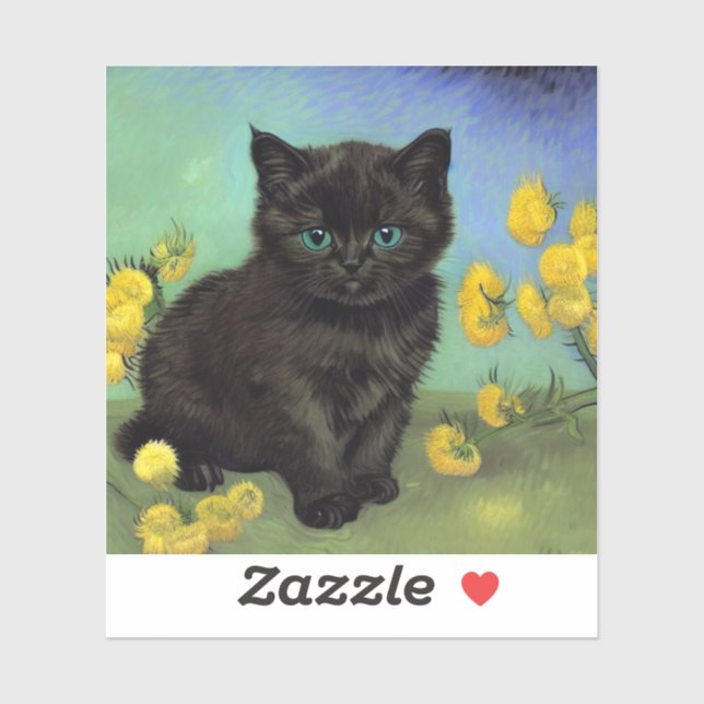 Van Gogh Black Cat Yellow Flowers (Sheet)