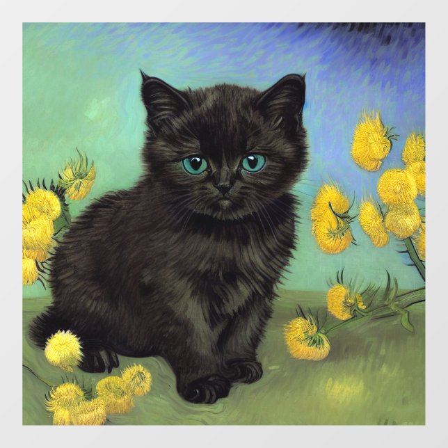 Van Gogh Black Cat Yellow Flowers (Sheet)