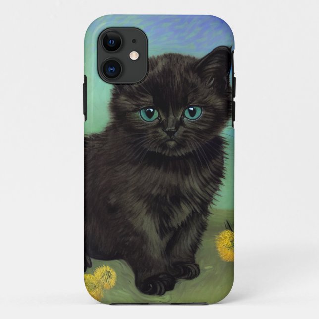 Van Gogh Black Cat Yellow Flowers Case-Mate iPhone Case (Back)