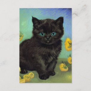 Van Gogh Black Cat Yellow Flowers Enclosure Card
