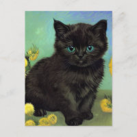 Van Gogh Black Cat Yellow Flowers