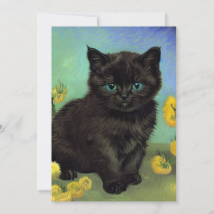 Van Gogh Black Cat Yellow Flowers Save The Date