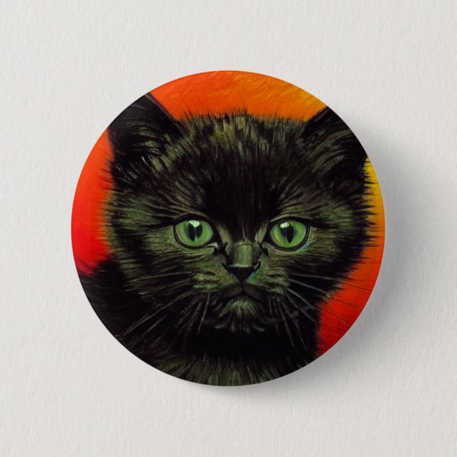 Van Gogh Black Kitten 6 Cm Round Badge (Front)