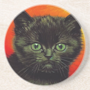 Van Gogh Black Kitten Coaster