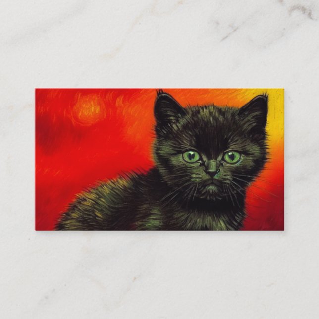 Van Gogh Black Kitten Enclosure Card (Front)