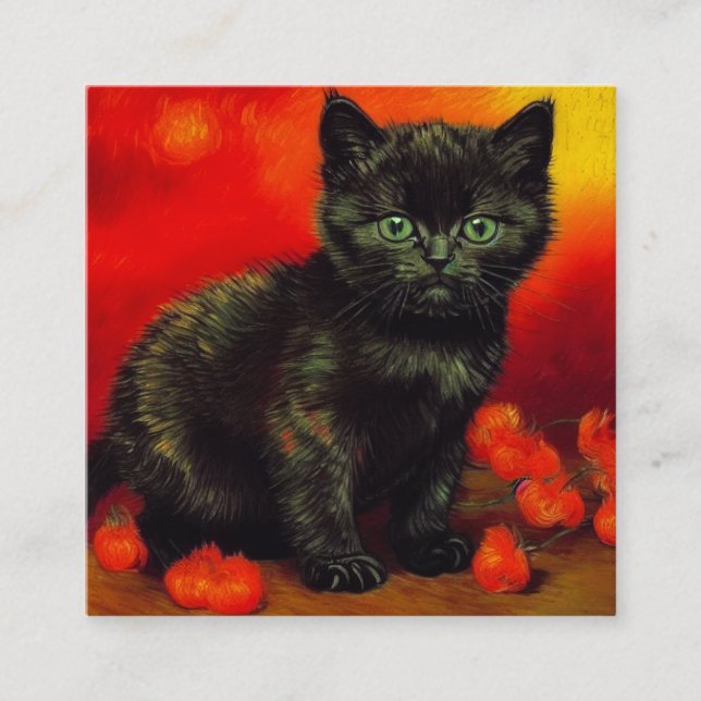 Van Gogh Black Kitten Enclosure Card (Front)