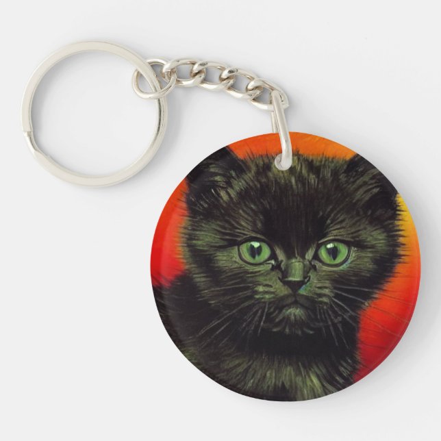 Van Gogh Black Kitten Key Ring (Front)