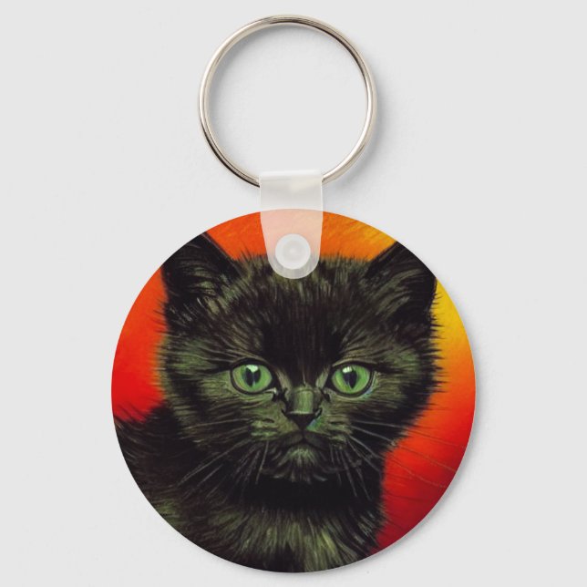 Van Gogh Black Kitten Key Ring (Front)
