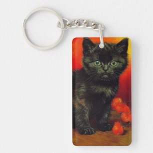 Van Gogh Black Kitten Key Ring