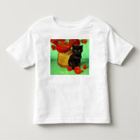 Van Gogh Black Kitten Red Flowers