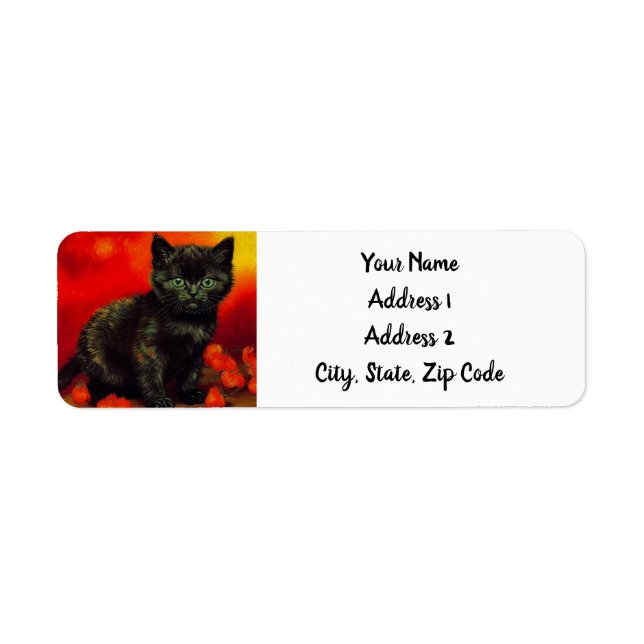 Van Gogh Black Kitten Return Address Label (Front)