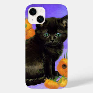 Van Gogh Black Kitten with Sunflowers Case-Mate iPhone 14 Case