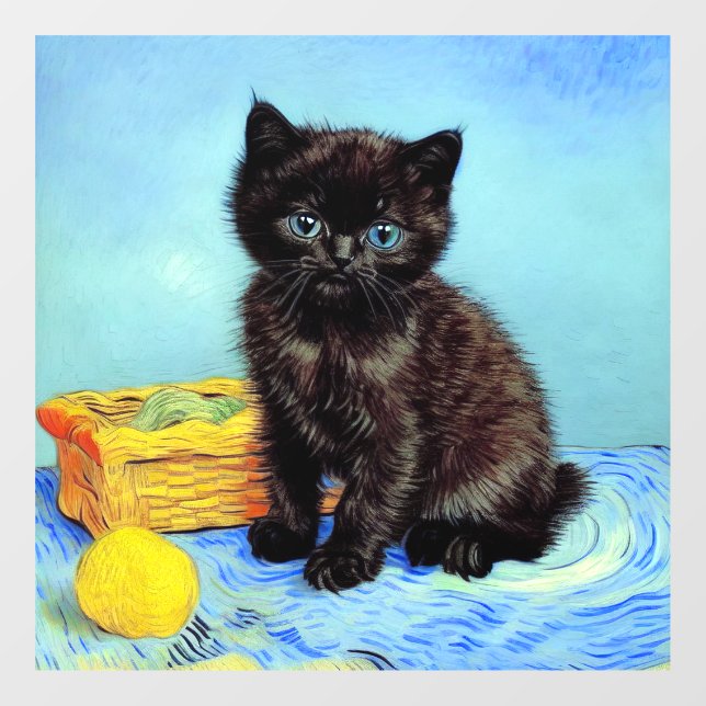 Van Gogh Black Kitten with Yarn (Sheet)
