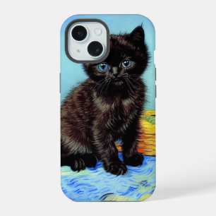 Van Gogh Black Kitten with Yarn iPhone 15 Case