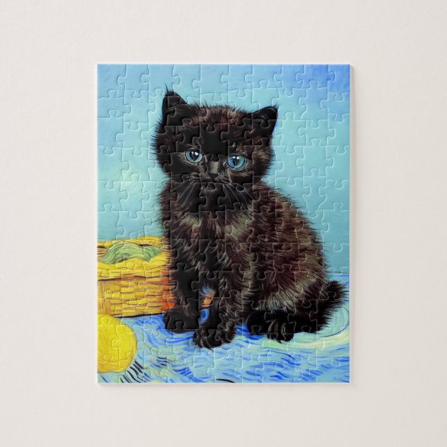 Van Gogh Black Kitten with Yarn Jigsaw Puzzle (Vertical)
