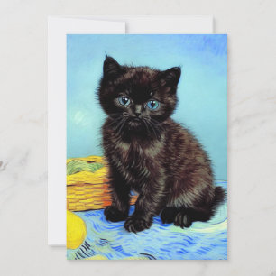 Van Gogh Black Kitten with Yarn Save The Date