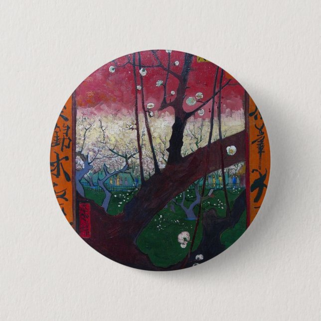 Van Gogh Blooming Plum Tree 6 Cm Round Badge (Front)