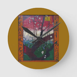 Van Gogh Blooming Plum Tree Round Clock
