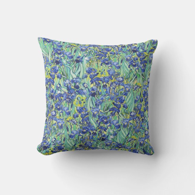 Van Gogh Blue Irises Floral Pattern Cushion (Front)