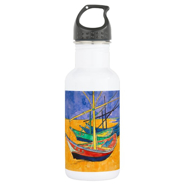 Van Gogh Boats Impressionism Beach 532 Ml Water Bottle (Front)
