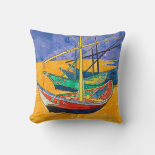 Van Gogh Boats Impressionism Beach Cushion