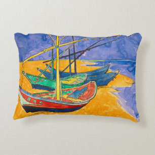 Van Gogh Boats Impressionism Beach Decorative Cushion