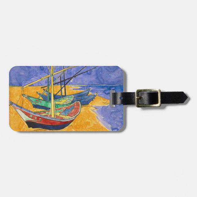 Van Gogh Boats Impressionism Beach Luggage Tag (Front Horizontal)