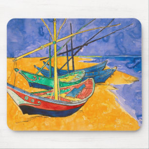 Van Gogh Boats Impressionism Beach Mouse Pad