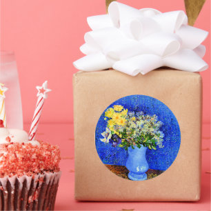 Van Gogh - Bouquet of Flowers in a Blue Vase Classic Round Sticker