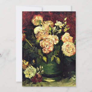 Van Gogh - Bowl with Peonies and Roses Card