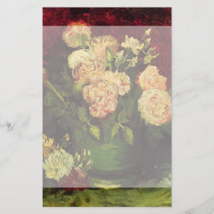 Van Gogh Bowl with Peonies and Roses, Fine Art Stationery