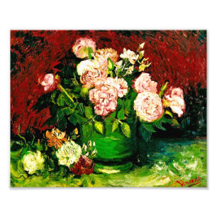 Van Gogh Bowl with Peonies and Roses Photo Print