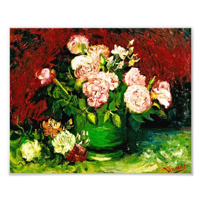 Van Gogh Bowl with Peonies and Roses Photo Print (Front)