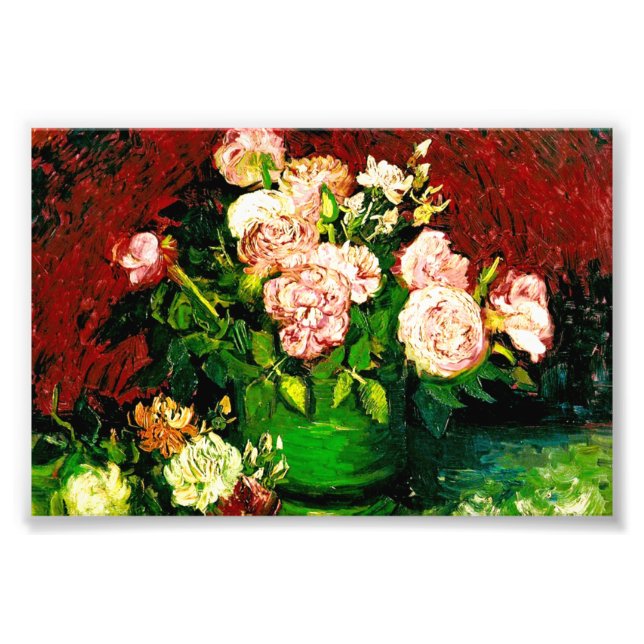 Van Gogh Bowl with Peonies and Roses  Photo Print (Front)