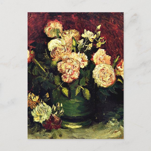 Van Gogh - Bowl with Peonies and Roses Postcard (Front)