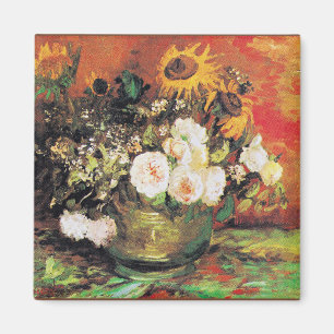 Van Gogh - Bowl with Sunflowers, Roses... Magnet