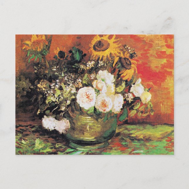 Van Gogh - Bowl with Sunflowers, Roses... Postcard (Front)