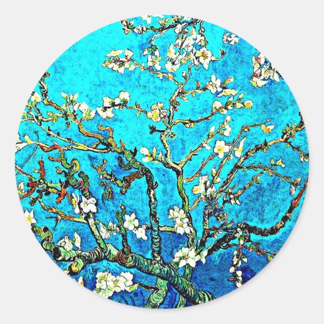 Van Gogh - Branches with Almond Blossom Classic Round Sticker (Front)