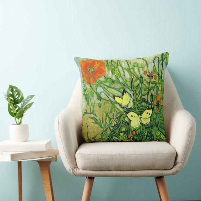 Van Gogh - Butterflies and Poppies Cushion (Chair)