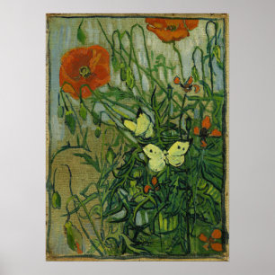Van Gogh - Butterflies And Poppies Poster