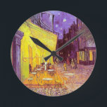 Van Gogh Cafe Impressionist Painting Round Clock<br><div class="desc">Vincent Van Gogh impressionist painting. Van Gogh Cafe terrace at night painting.Post impressionism van gogh image, van gogh artwork, van gogh artist van gogh paintings vintage artwork impressionistic popular affordable best selling holiday gift idea.Personalise with your own words, monogram, initials, poem verse.Great for holiday gifts, birthday presents and more all...</div>