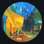 Van Gogh Café Terrace at Night Classic Round Sticker<br><div class="desc">Stickers featuring Vincent van Gogh’s oil painting Café Terrace at Night (1888). Yellow stars paint the blue night sky above an outdoor café in France. A marvelous gift for fans of Post-Impressionism and Dutch art.</div>