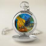 Van Gogh Café Terrace at Night Pocket Watch<br><div class="desc">Pocket Watch featuring Vincent van Gogh’s oil painting Café Terrace at Night (1888). Yellow stars paint the blue night sky above an outdoor café in France. A marvellous gift for fans of Post-Impressionism and Dutch art.</div>