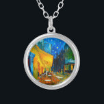 Van Gogh Café Terrace at Night Silver Plated Necklace<br><div class="desc">Necklace featuring Vincent van Gogh’s oil painting Café Terrace at Night (1888). Yellow stars paint the blue night sky above an outdoor café in France. A marvellous gift for fans of Post-Impressionism and Dutch art.</div>