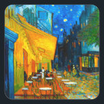 Van Gogh Café Terrace at Night Square Sticker<br><div class="desc">Stickers featuring Vincent van Gogh’s oil painting Café Terrace at Night (1888). Yellow stars paint the blue night sky above an outdoor café in France. A marvelous gift for fans of Post-Impressionism and Dutch art.</div>