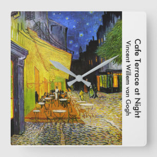 Van Gogh , “Cafe Terrace at Night” Square Wall Clock