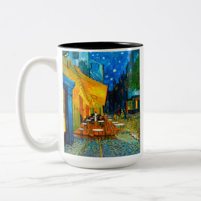 Van Gogh Café Terrace at Night Two-Tone Coffee Mug (Left)